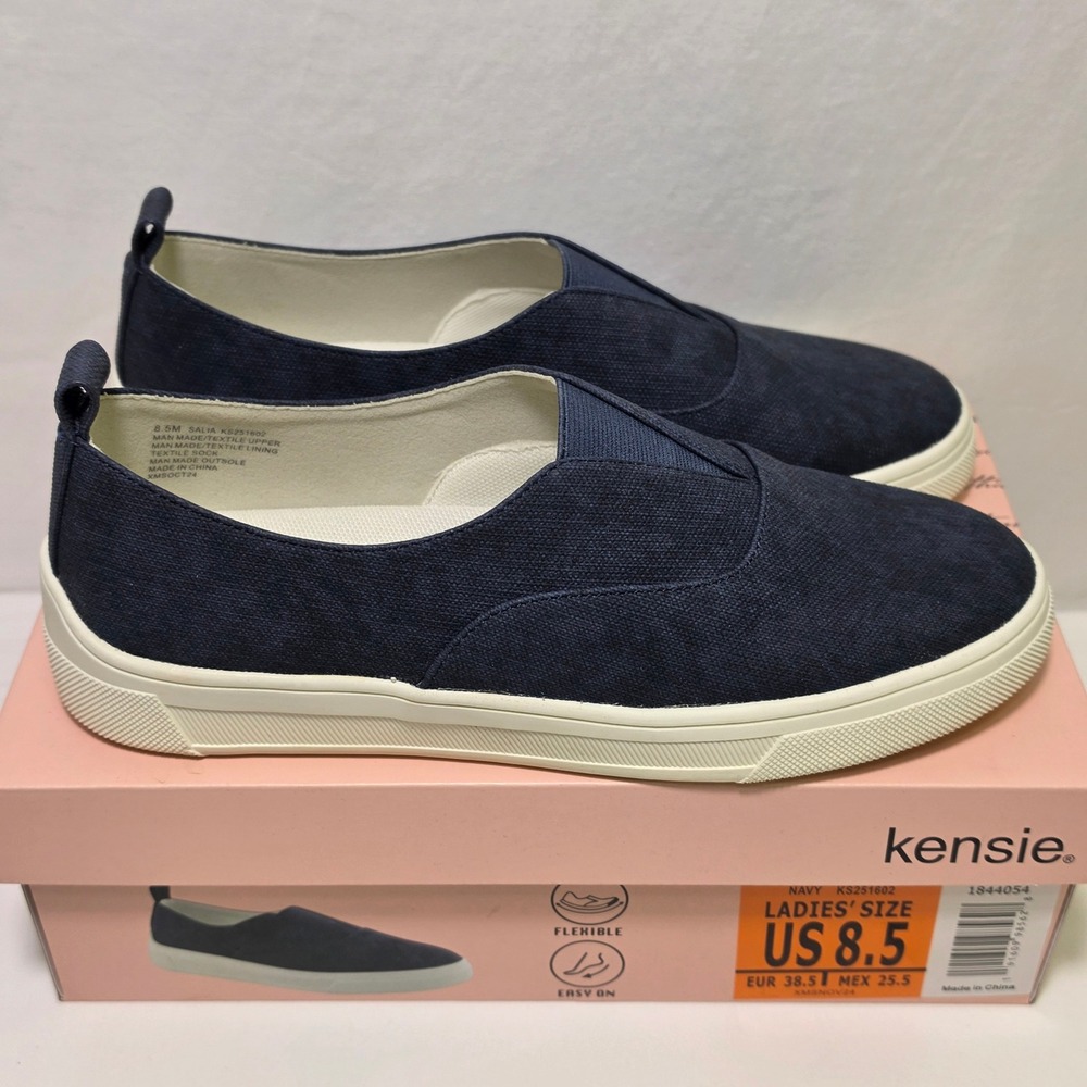 Kensie Salia Navy Blue Slip On Sneakers Womens 8.5 Textile Low Top KS251602